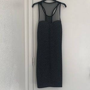 Mesh black and silver mini dress